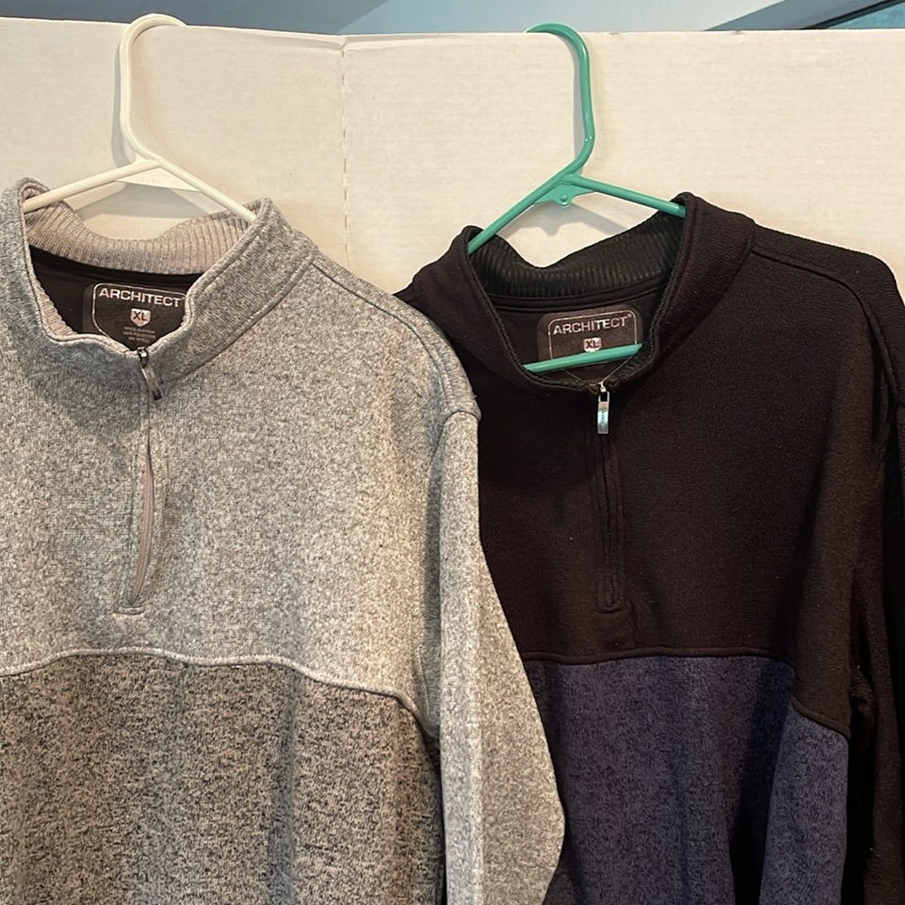 Architect Men's Zip-Up Sweater - Gray, dark Heather and navy Heather & black